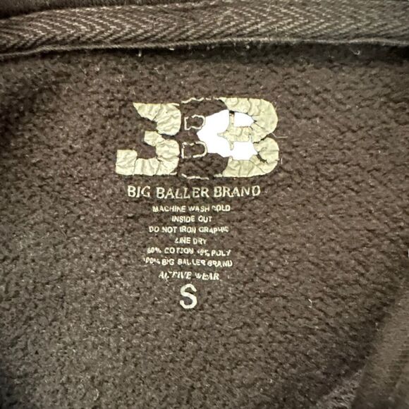 Big Baller Brand ~ Black w/ Red Glitter ~ Hooded Pullover Sweatshirt ~ size Sm - Picture 4 of 7